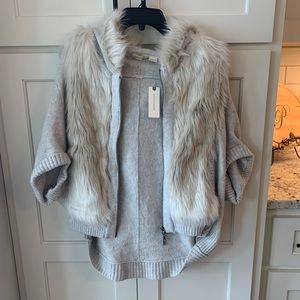 Anthropologie Sleeping On Snow Faux Fur Sweater